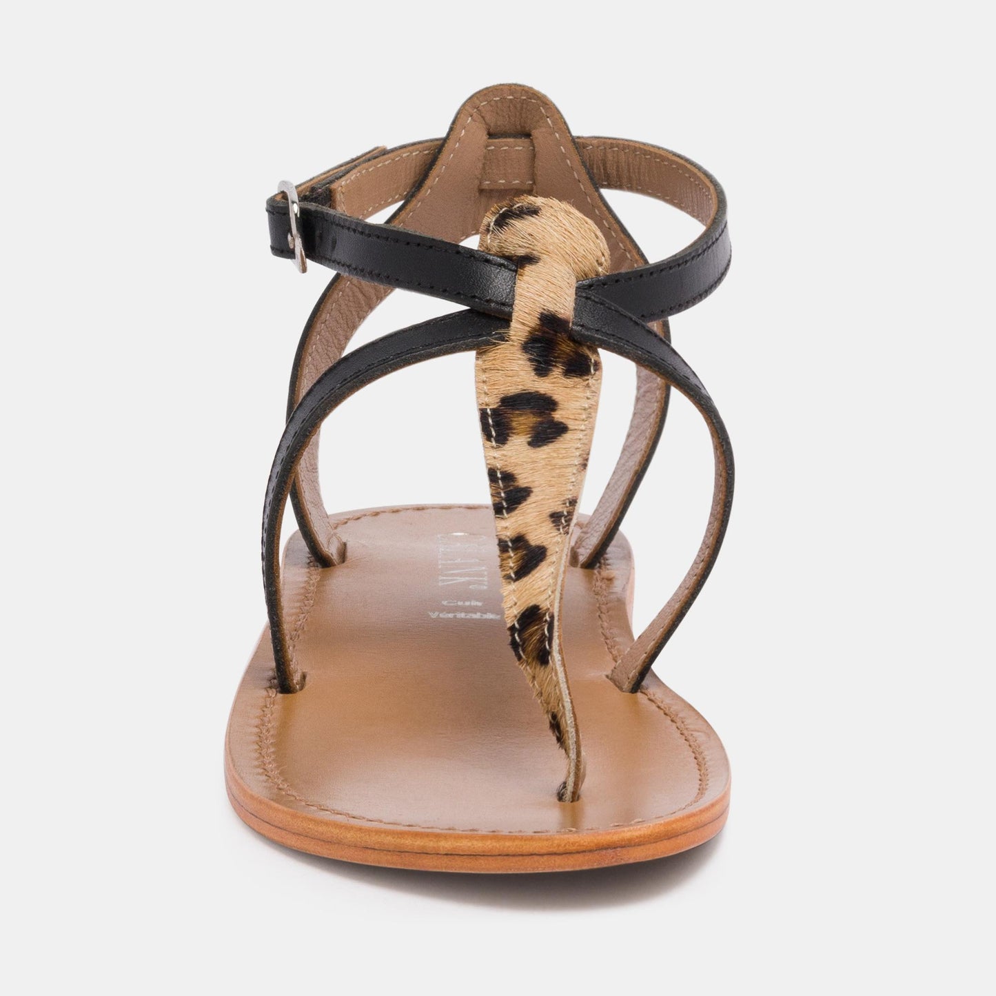 BARRA sandales en cuir black leopard