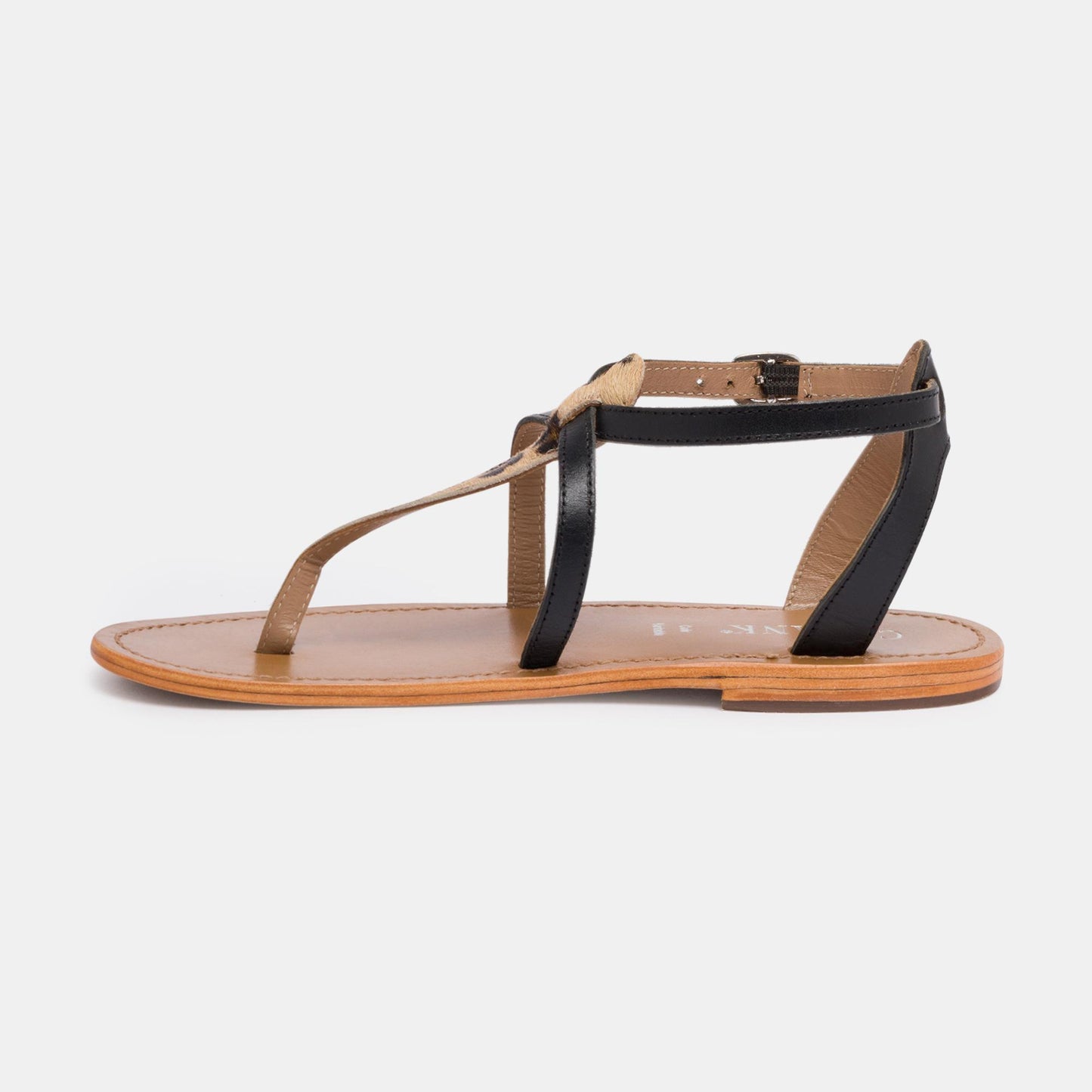 BARRA sandales en cuir black leopard