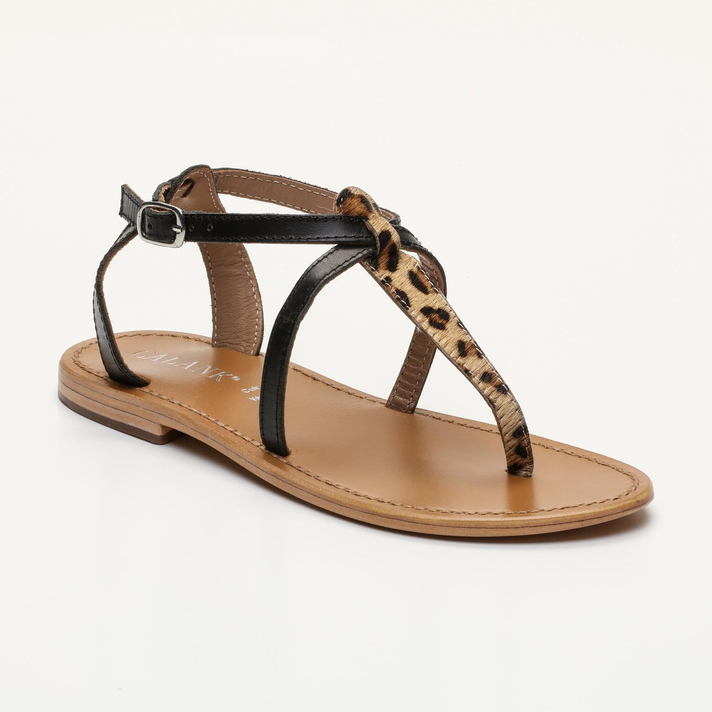 BARRA sandales en cuir black leopard