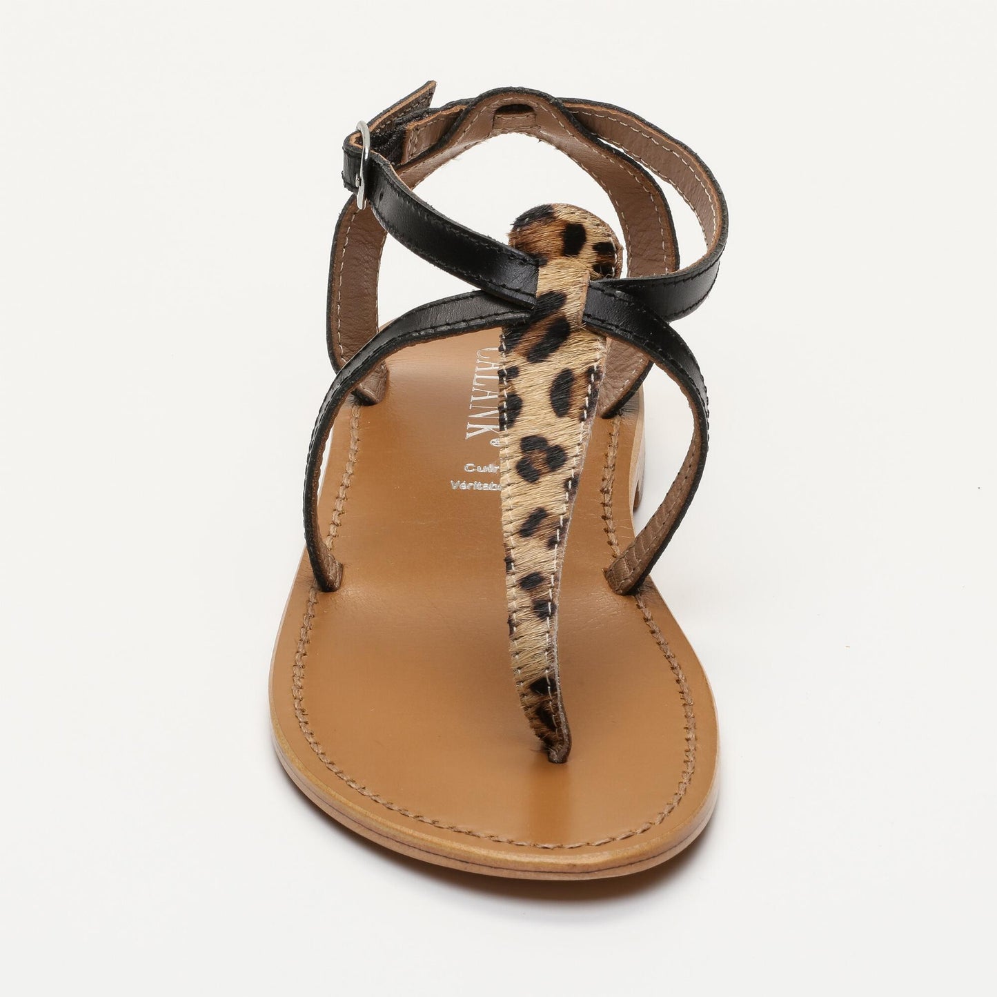 BARRA sandales en cuir black leopard