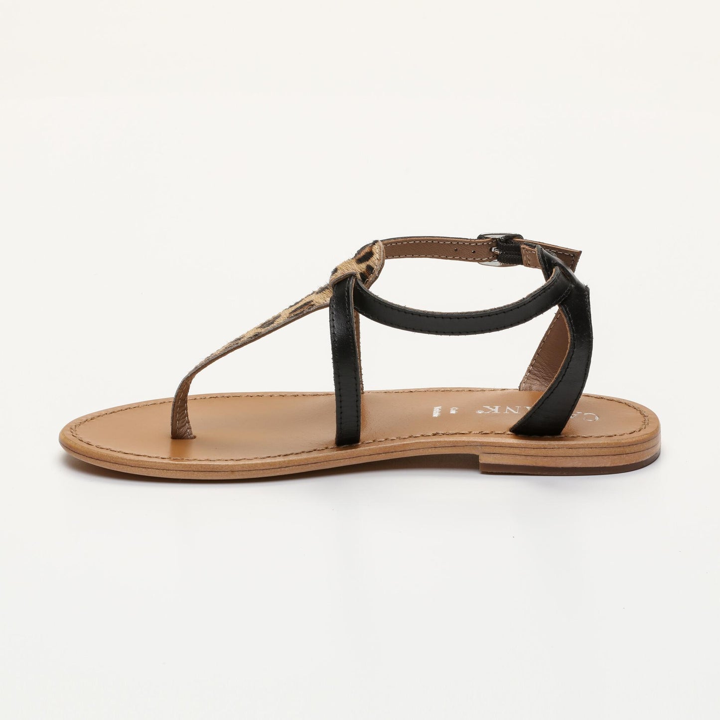 BARRA sandales en cuir black leopard