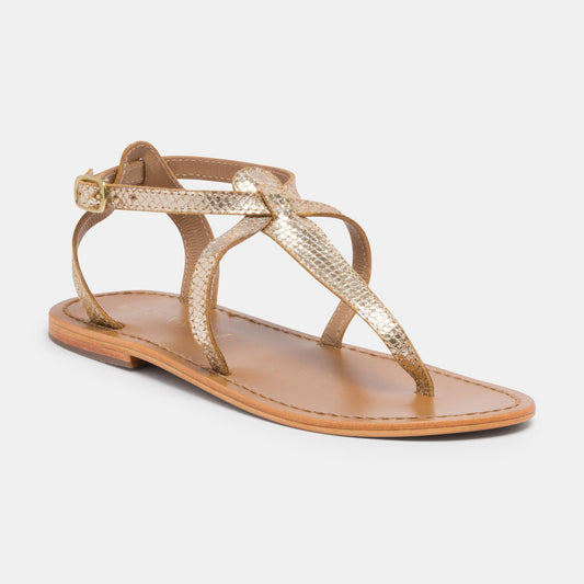 BARRA sandales en cuir gold snake
