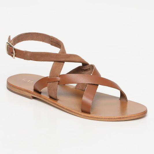 BERGUES sandales en cuir camel