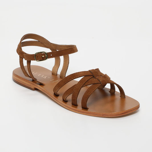Bhawana sandales en cuir camel