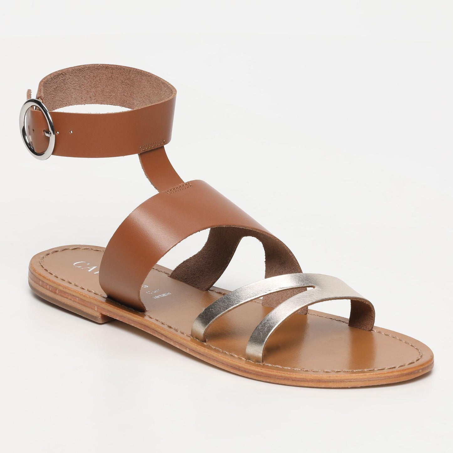 CANCHA sandales en cuir gold camel