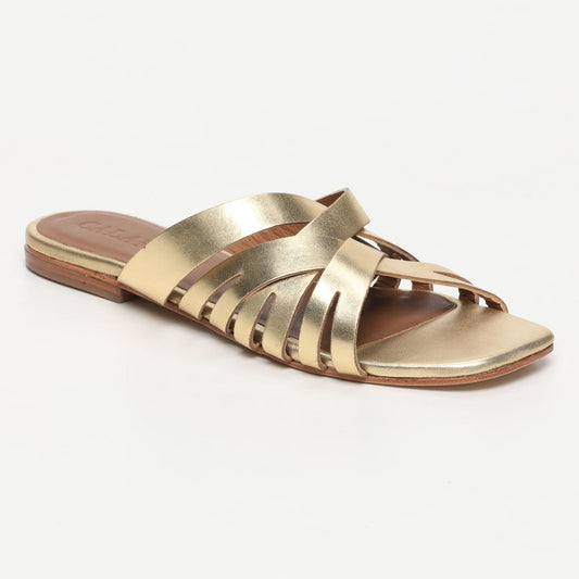 CARACOLES sandales en cuir dark gold