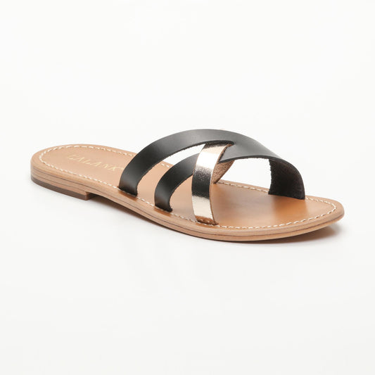 DAERE sandales en cuir black dark gold