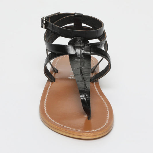 ESTHER sandales en cuir black croco