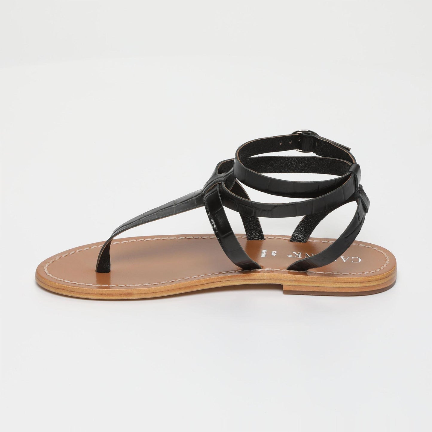 ESTHER sandales en cuir black croco