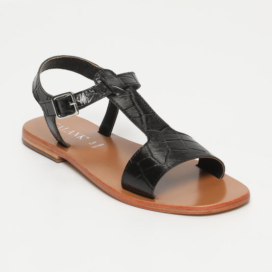 FARNOUSH sandales en cuir black croco