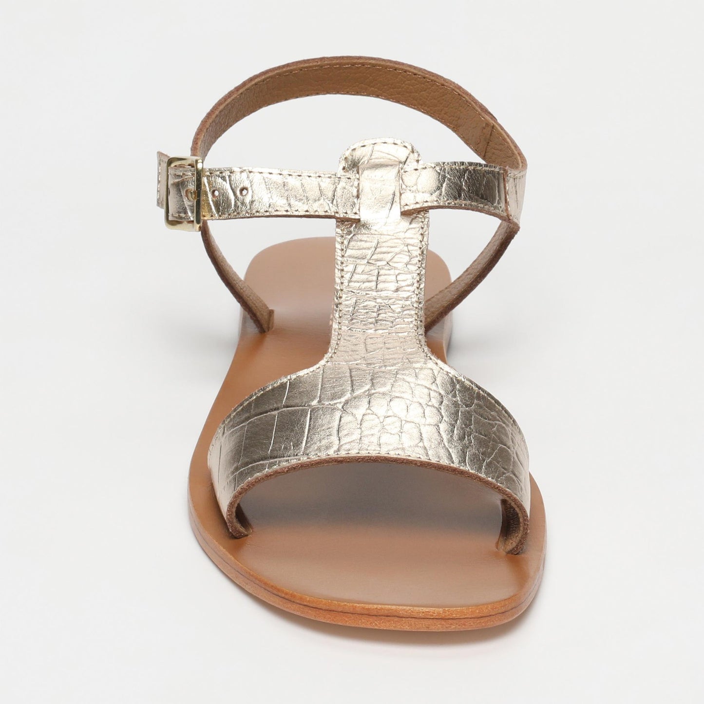 FARNOUSH sandales en cuir lt gold croco