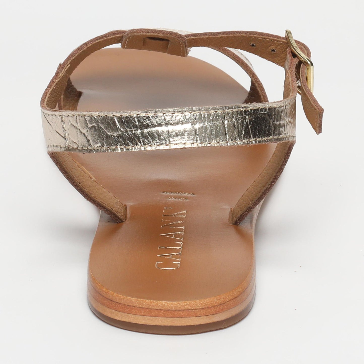 FARNOUSH sandales en cuir lt gold croco