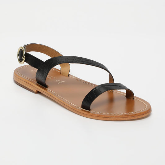 FATOMEH sandales en cuir black croco