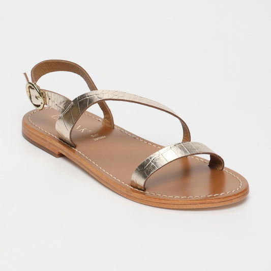 FATOMEH sandales en cuir lt gold croco