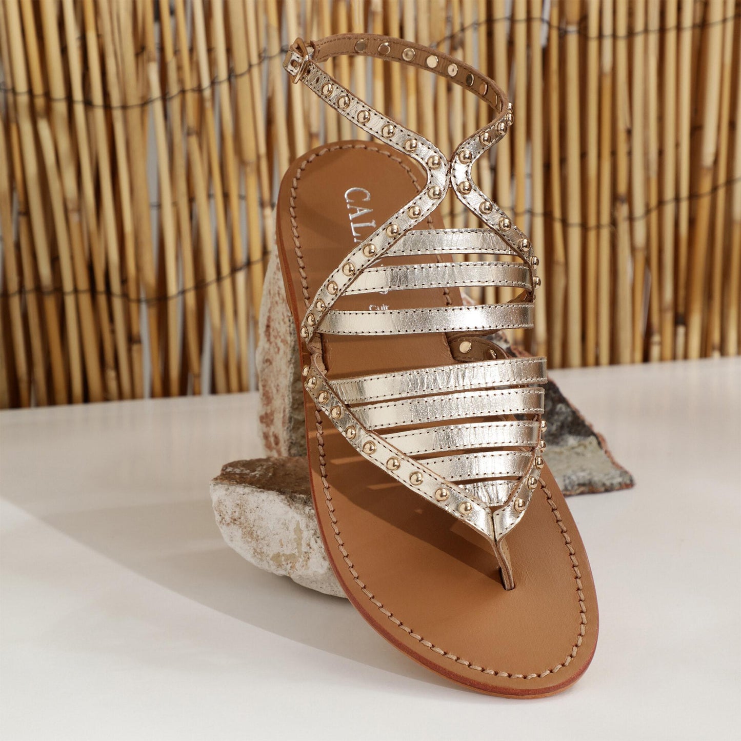 GARCES sandales en cuir gold
