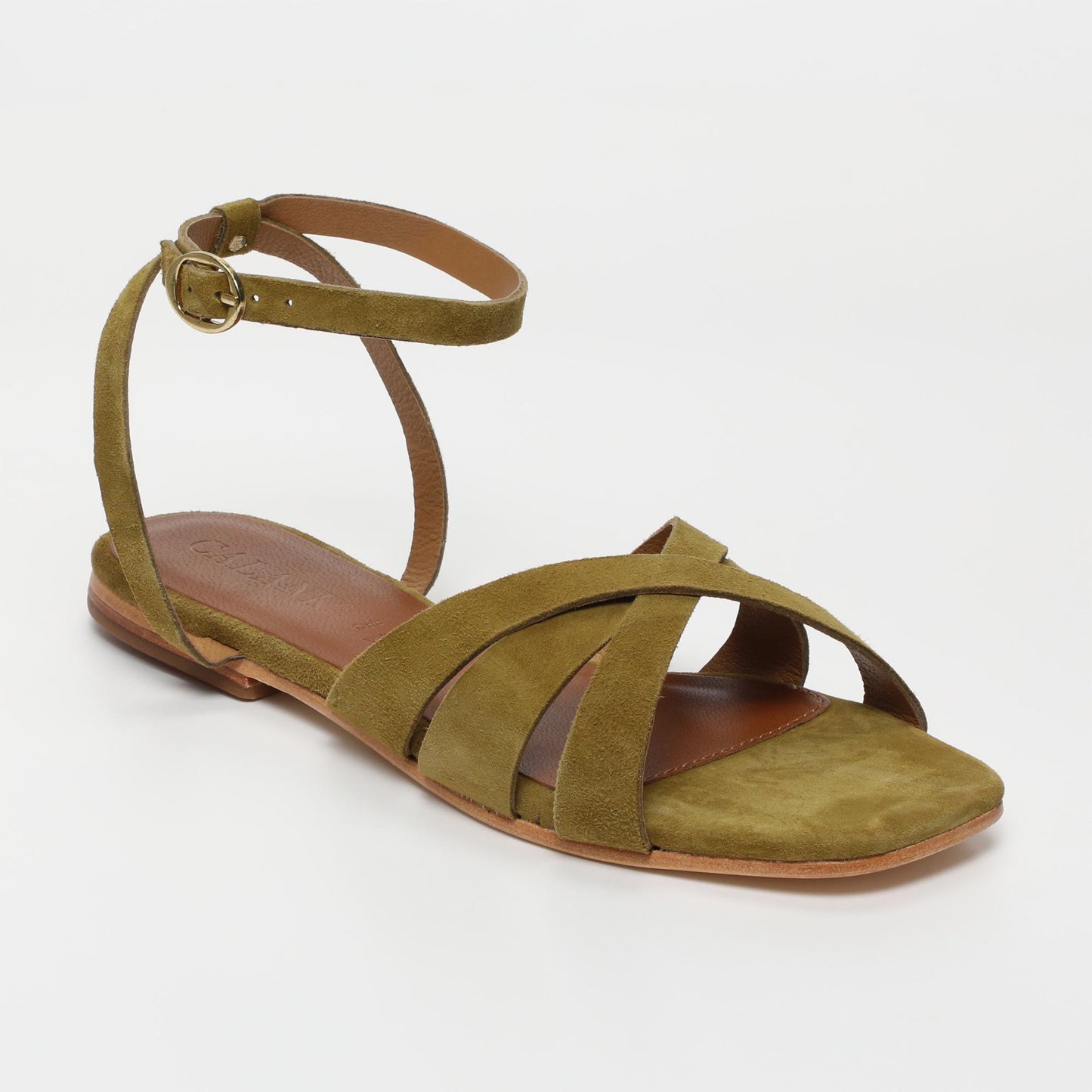GELAREH sandales en cuir olive