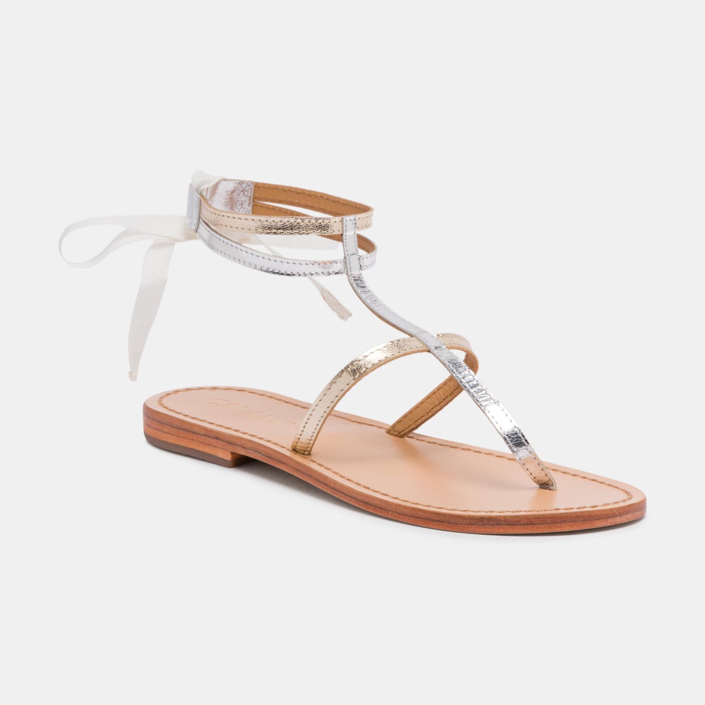 GIBBOSA sandales en cuir silver gold