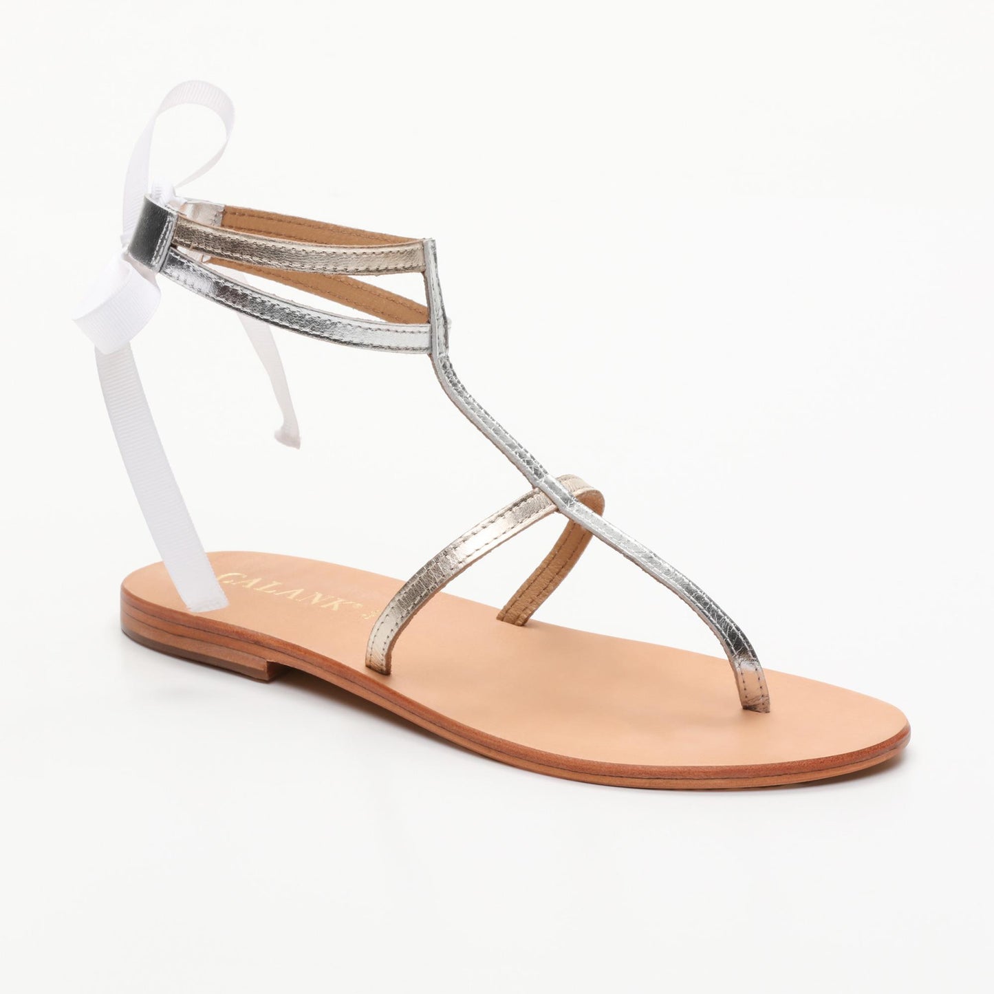 GIBBOSA sandales en cuir silver gold