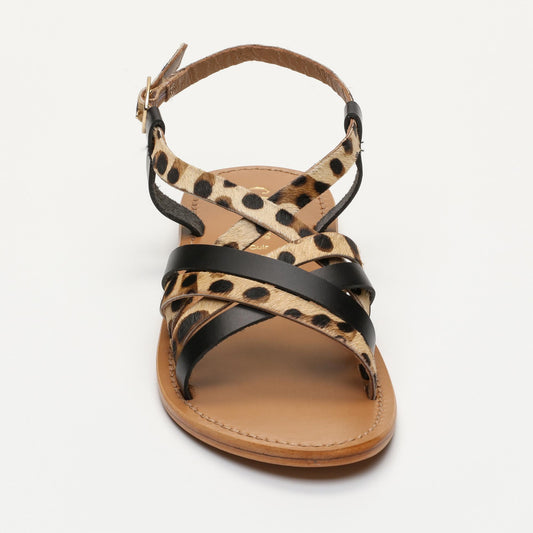 HESTER sandales en cuir black leopard