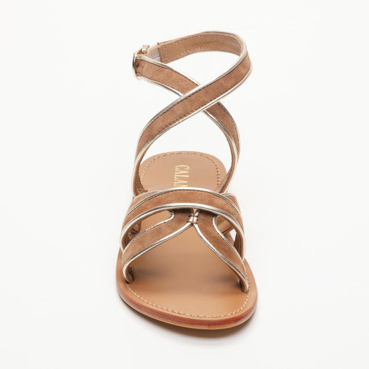 KALEENA sandales en cuir tan gold