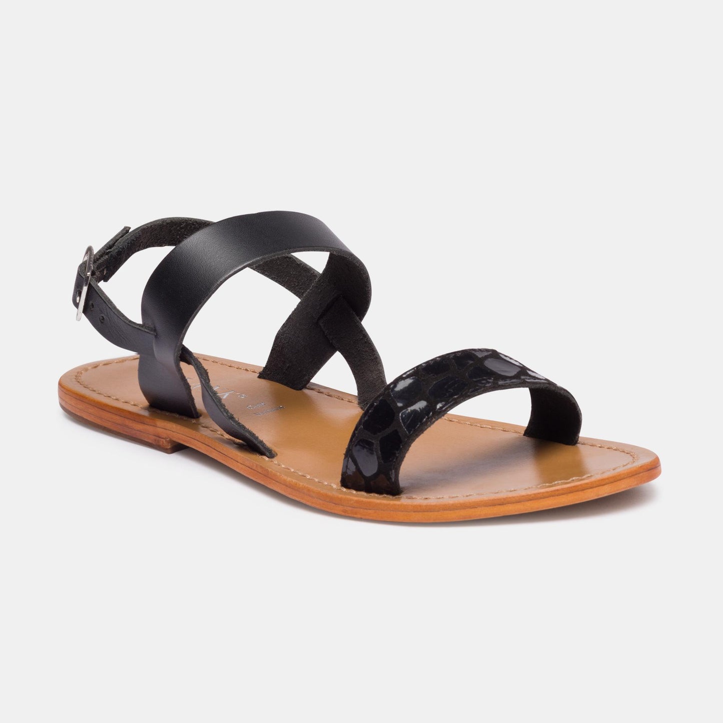 KENDALL sandales en cuir black alligator