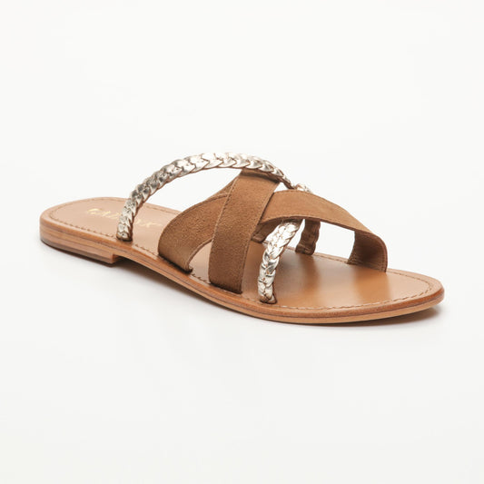 KINEKS sandales en cuir tan gold