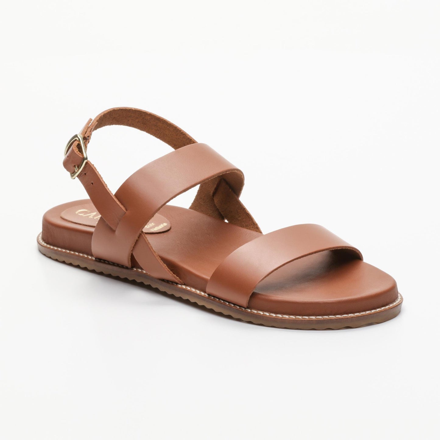 LACHE sandales en cuir camel