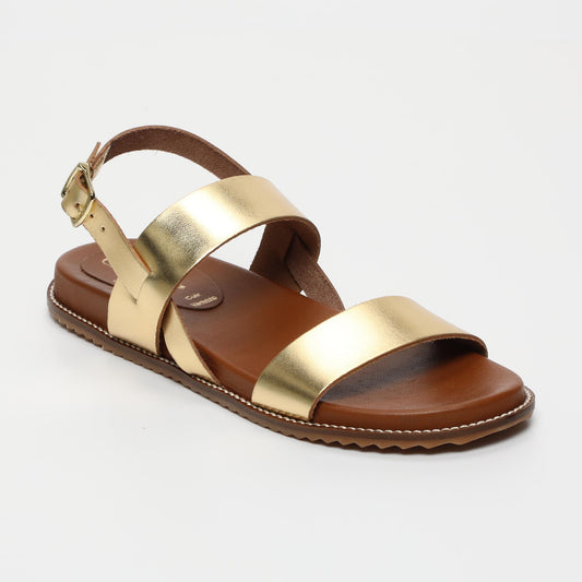 LACHE sandales en cuir dark gold