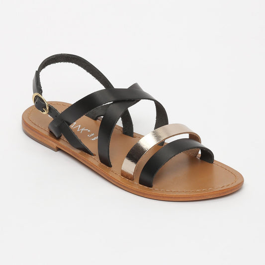 LEBLON sandales en cuir black gold