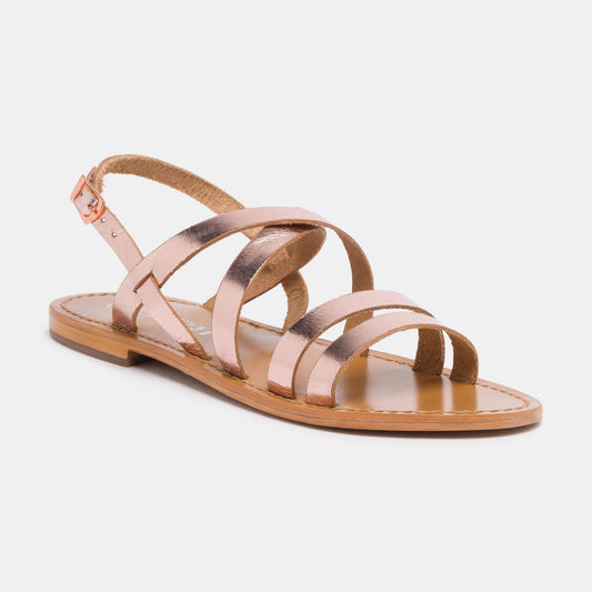 LEBLON sandales en cuir pink gold