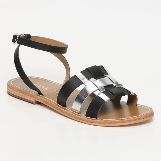 LUGO sandales en cuir black silver