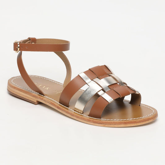 LUGO sandales en cuir camel gold