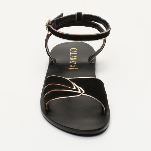 MALINA sandales en cuir black gold