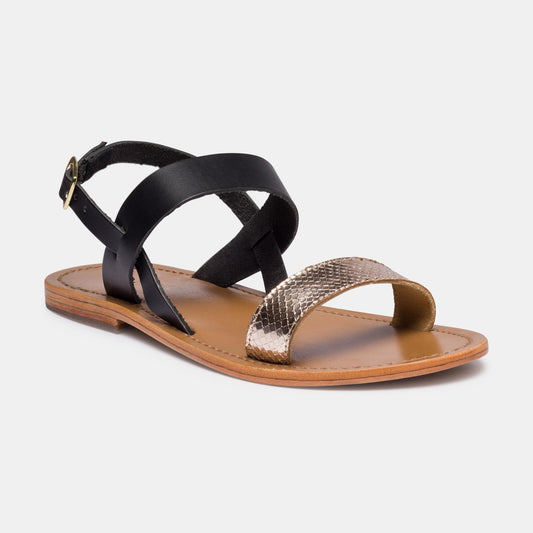 MILAGROSA sandales en cuir black gold