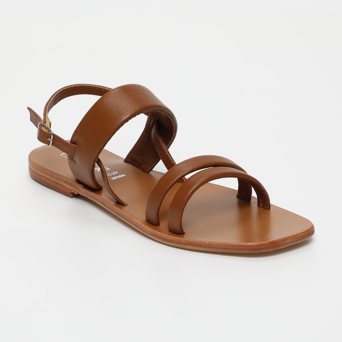 Made sandales en cuir camel