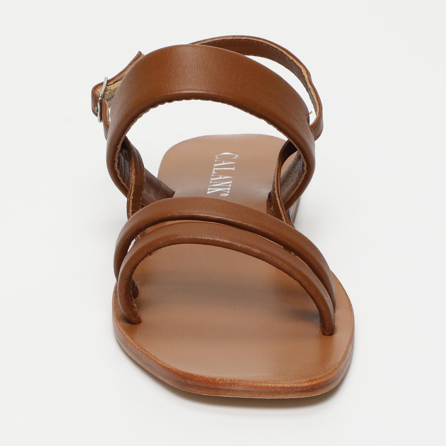 Made sandales en cuir camel