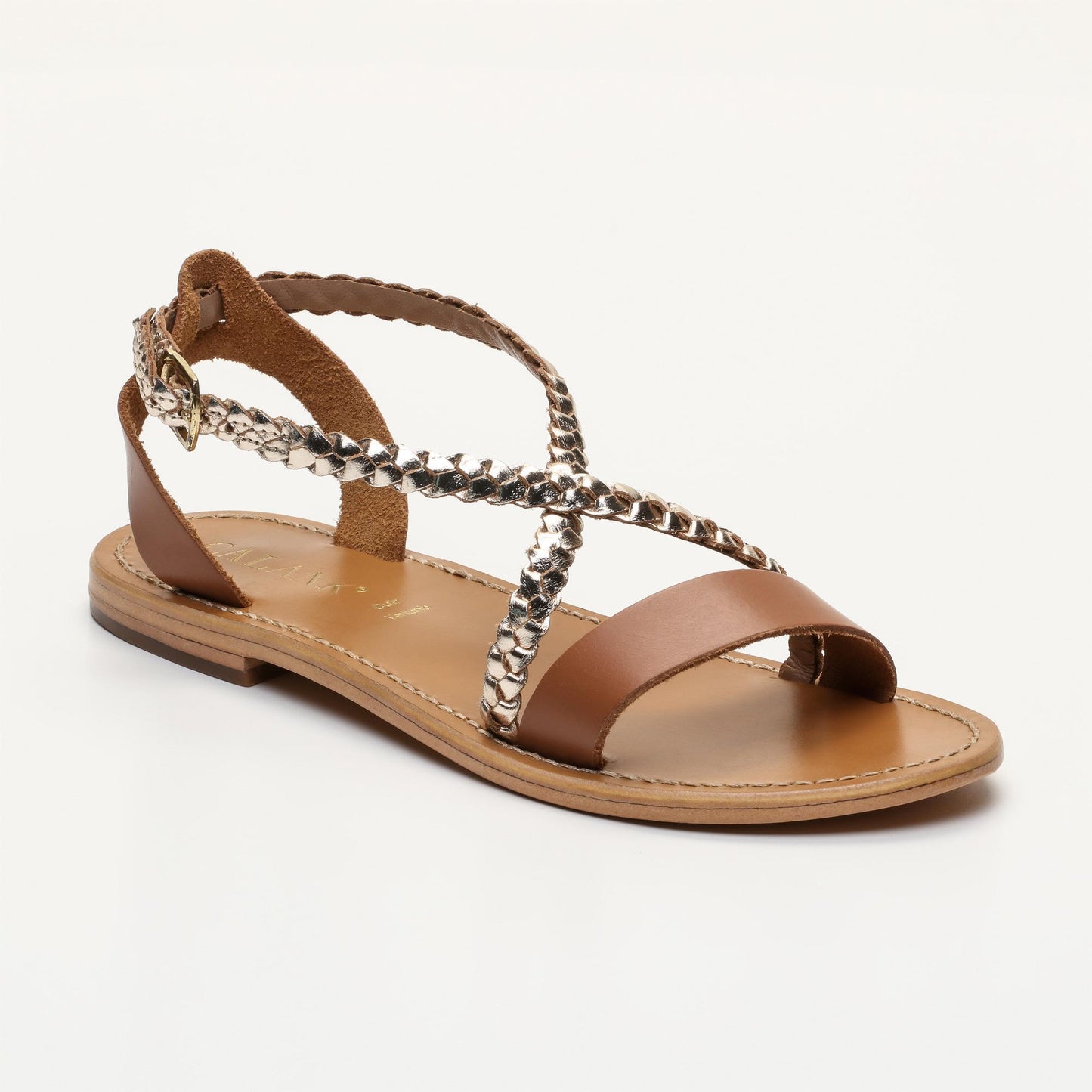 NADEEN sandales en cuir camel gold