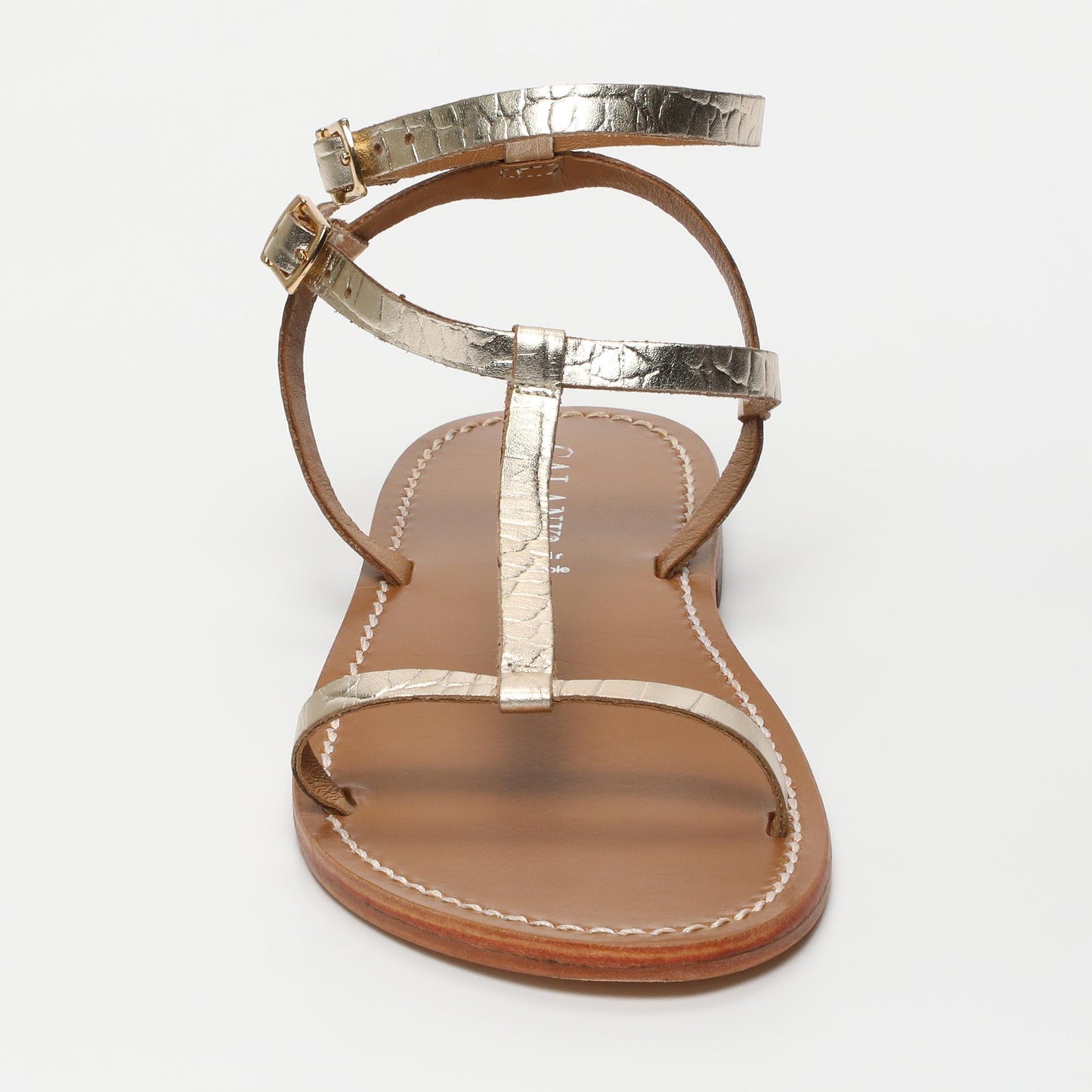 NAMI sandales en cuir lt gold croco