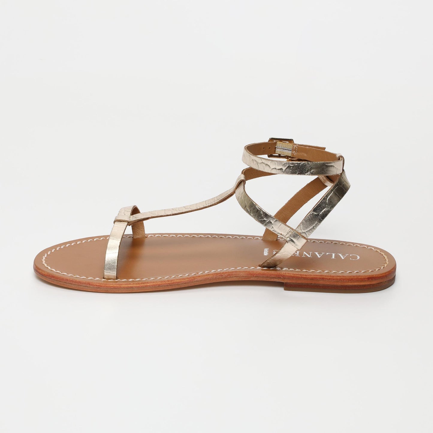 NAMI sandales en cuir lt gold croco