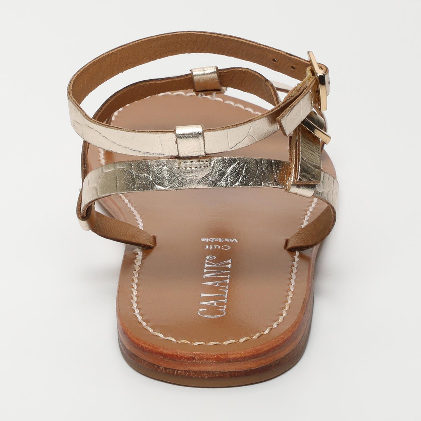 NAMI sandales en cuir lt gold croco