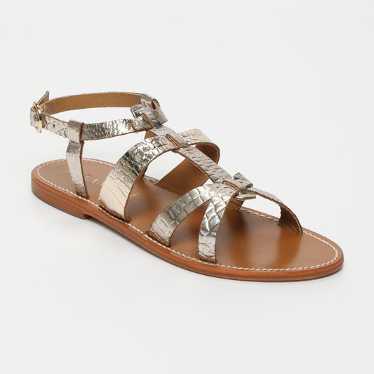 NIMA sandales en cuir lt gold croco