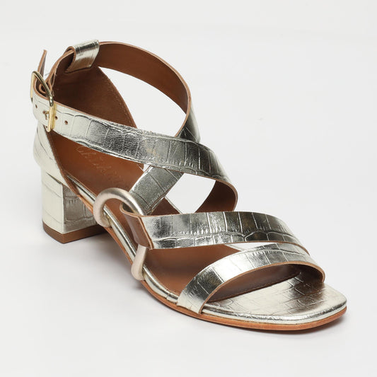 Nanny sandales en cuir lt gold croco