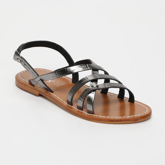 Nata sandales en cuir pewter croco