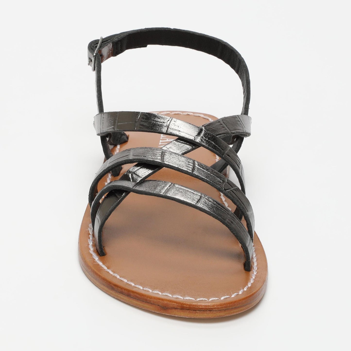 Nata sandales en cuir pewter croco