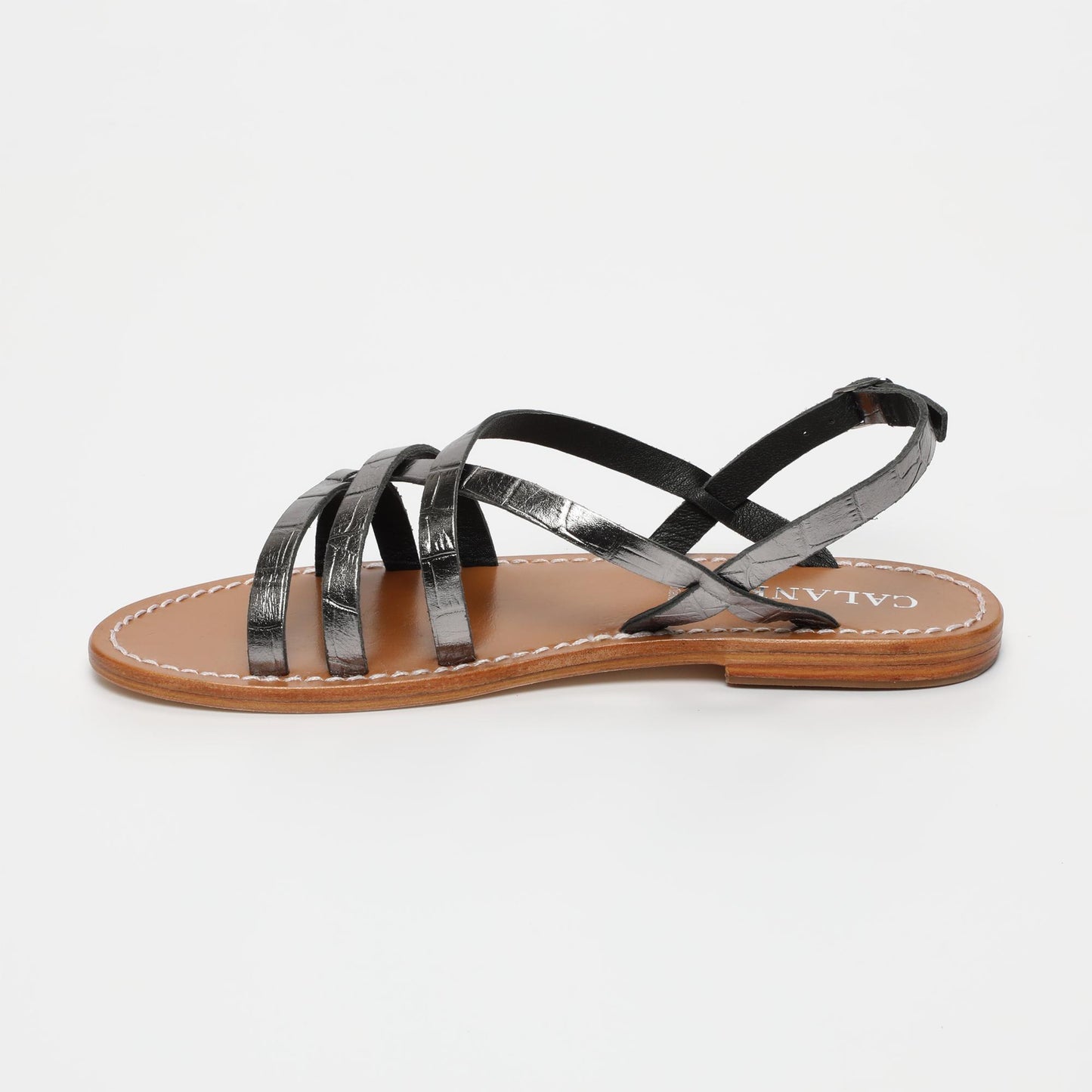 Nata sandales en cuir pewter croco