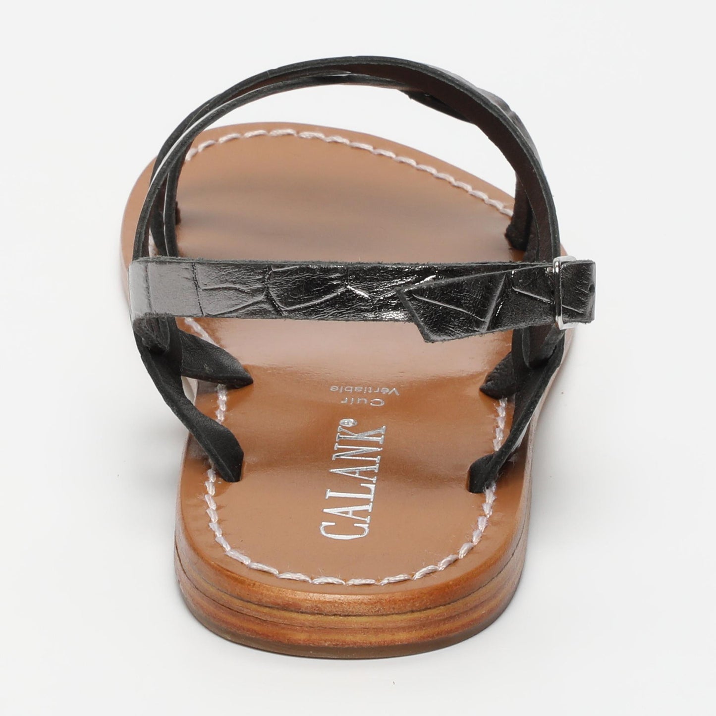 Nata sandales en cuir pewter croco