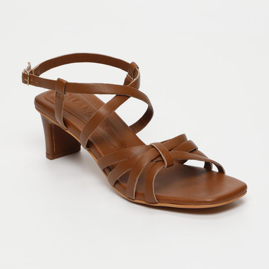 Natalene sandales en cuir camel