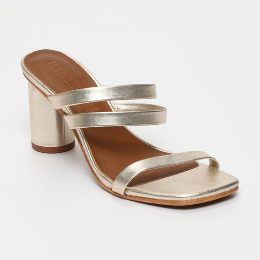 Natalie sandales en cuir platinium