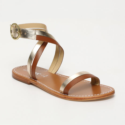 Nerina sandales en cuir black gold