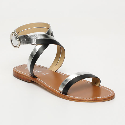 Nerina sandales en cuir black silver